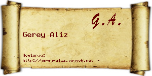 Gerey Aliz névjegykártya